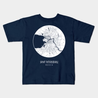 Saint Petersburg, Russia City Map - Full Moon Kids T-Shirt